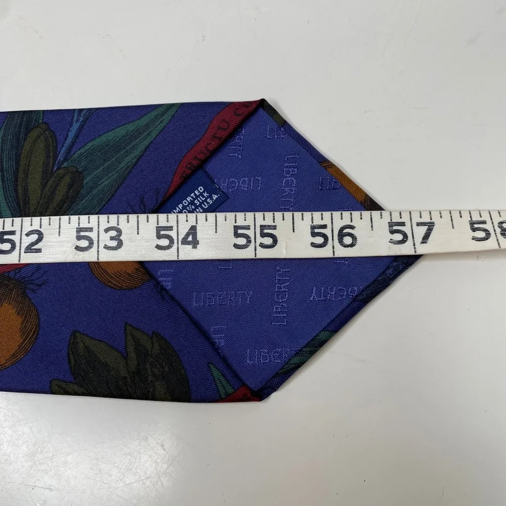Liberty of London Silk Tie Purple Botanical Floral Latin Ribbon Eclectic Grandpa